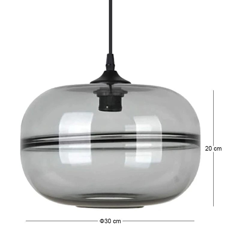 GLASS GREY PENDANT D30x20CM