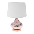 GLASS ROSE-GOLD TABLE LAMP W FABRIC SHADE D28.5x42CM