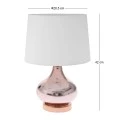 GLASS ROSE-GOLD TABLE LAMP W FABRIC SHADE D28.5x42CM