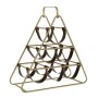 GOLD METAL WIINE RACK WITH 6 LEATHER CASES 45X18X43CM