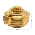 GOLD RESIN EMBOSSED BUTTERFLY TRINKET BOX WITH D10X7CM