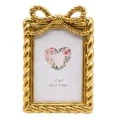 GOLD RESIN PHOTO FRAME WITH TWISTED ROPE AND BOW 10X15CM