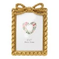 GOLD RESIN PHOTO FRAME WITH TWISTED ROPE AND BOW 13X18CM