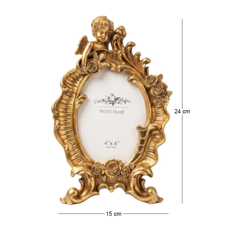 GOLD RESIN ANGEL PHOTO FRAME 10X15CM