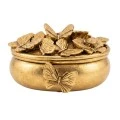 GOLD RESIN EMBOSSED BUTTERFLY TRINKET BOX 12X10X7CM