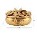 GOLD RESIN EMBOSSED BUTTERFLY TRINKET BOX 12X10X7CM