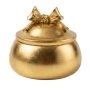 GOLD RESIN TRINKET BOX WITH BOW D10X9CM