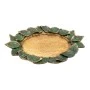 GOLD RESIN PLATTER WITH EMBOSSED GREEN LEAVES 32X19X2,5CM