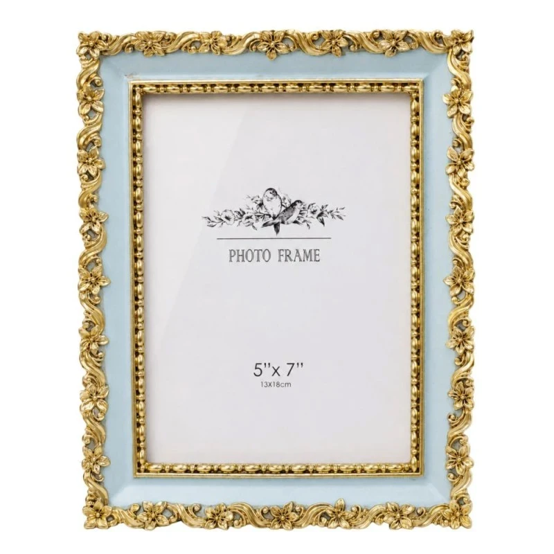GOLD  MINT GREEN EMBOSSED RESIN PHOTO FRAME 13X18CM