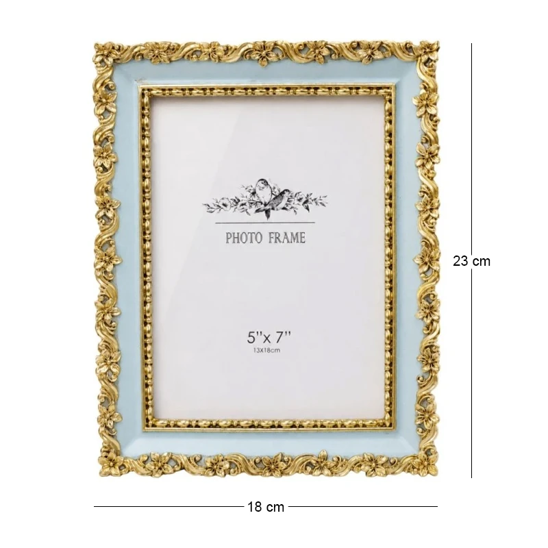GOLD  MINT GREEN EMBOSSED RESIN PHOTO FRAME 13X18CM