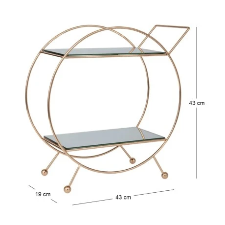 GOLD TWO-STORY METAL PLATE WITH MIRROR D39,5X17X43CM