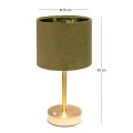 GOLD METAL TABLE LAMP WITH OLIVE FABRIC SHADE D15X30CM USB
