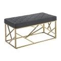 GOLD STAINLESS STEEL BENCH 97X44X48 CM WITH BLACK VELVET SEAT