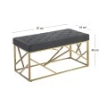 GOLD STAINLESS STEEL BENCH 97X44X48 CM WITH BLACK VELVET SEAT