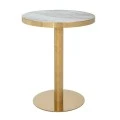 GOLD METAL SIDE TABLE WITH WHITE TOP MARBLE EFFECT D60X74CM