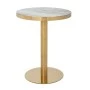 GOLD METAL SIDE TABLE WITH WHITE TOP MARBLE EFFECT D60X74CM