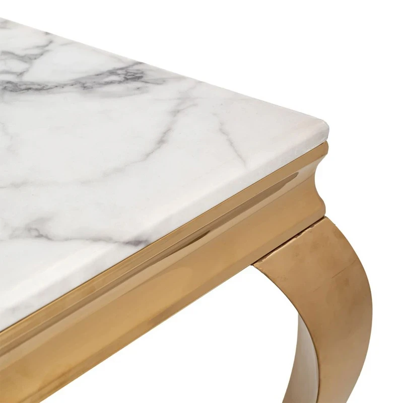 GOLD METAL TABLE WITH WHITE MARBLE SURFACE 50X50X50CM