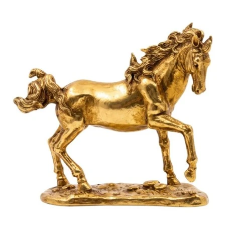 GOLD RESIN HORSE FIGURE 20X7X18CM
