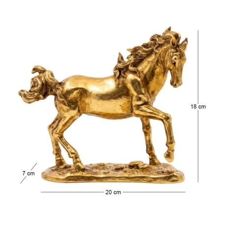 GOLD RESIN HORSE FIGURE 20X7X18CM