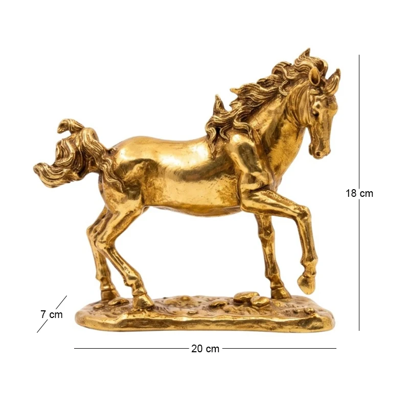 GOLD RESIN HORSE FIGURE 20X7X18CM