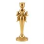 GOLD RESIN CANDLEHOLDER WITH BOW D9X25CM