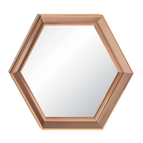 GOLD PVC HEXAGON FRAME MIRROR 47CM