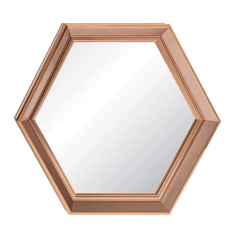 GOLD PVC HEXAGON FRAME MIRROR 47CM