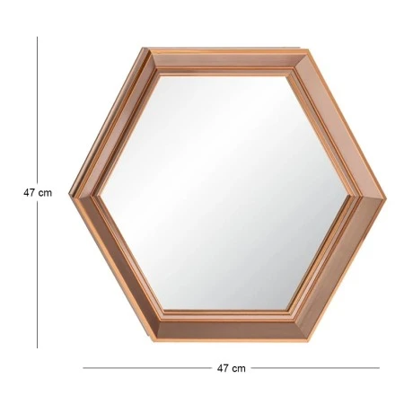 GOLD PVC HEXAGON FRAME MIRROR 47CM