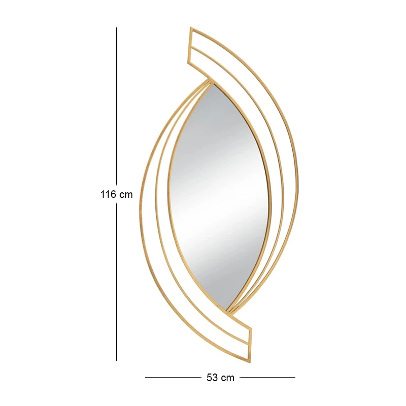 GOLD METAL WALL MIRROR TEAR DROP SHAPE 53X2X116CM