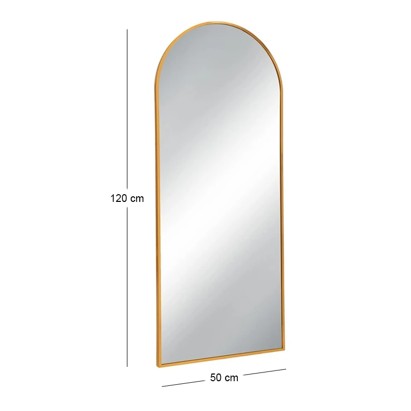 GOLD METAL WALL MIRROR WINDOW SHAPE 50X3X120CM