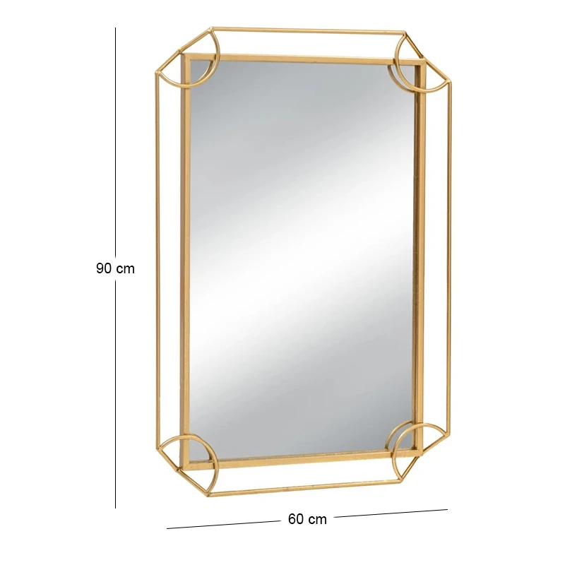 GOLD METAL RECTANGLE WALL MIRROR 60X4X90CM