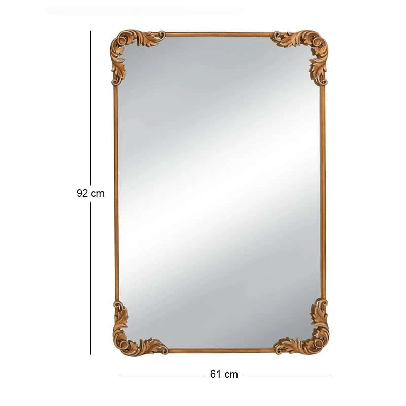 GOLD METAL RECTANGLE WALL MIRROR 61X86CM