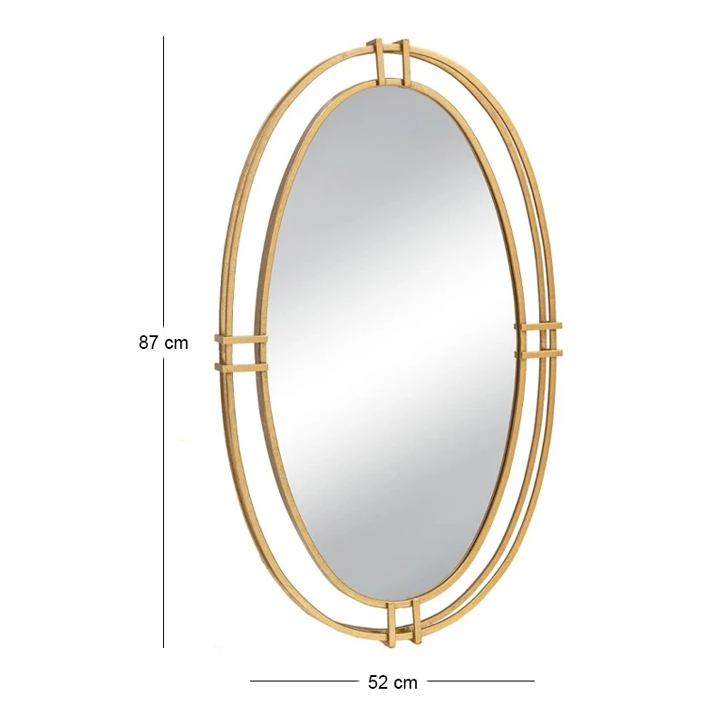 GOLD METAL OVAL WALL MIRROR 52X5X87CM