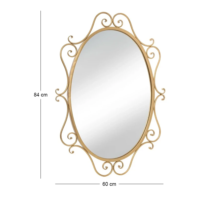 GOLD METAL OVAL WALL MIRROR 60X2X84CM