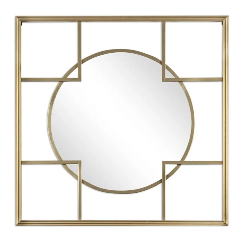 GOLD METAL SQUARE MIRROR 60X60X2CM
