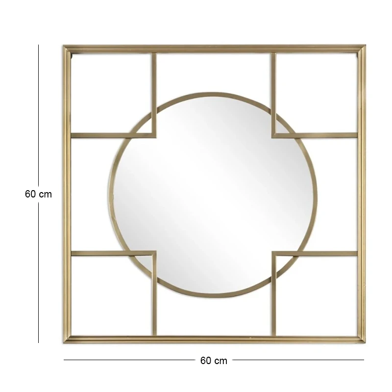 GOLD METAL SQUARE MIRROR 60X60X2CM