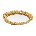 GOLD RESIN TRAY WITH EMBOSSED FLOWERS 26,5X19X3,5CM