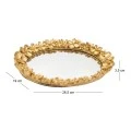 GOLD RESIN TRAY WITH EMBOSSED FLOWERS 26,5X19X3,5CM