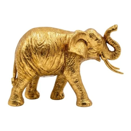 GOLD RESIN ELEPHANT FIGURE 16X7X11CM