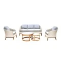 IBIZA Set Alu Natural/White Wicker 5pcs (Cushions Grey)