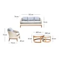 IBIZA Set Alu Natural/White Wicker 5pcs (Cushions Grey)