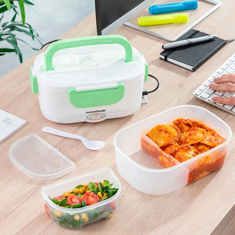Electric lunch box color white - green 24x16.5x10.5cm.