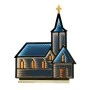 60CM INFINITY LIGHT CHURCH WITH WOODEN BASE  DOUBLE FACE ILUMINATED FROM BOTH SIDES WITH EUROPEAN PLUG