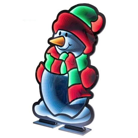 180CM INFINITY CHRISTMAS SNOWMAN WITH WOODEN AND ALUMINIUM BASE  DOUBLE FACE ILUMINATED FROM BOTH SIDES WITH EUROPEAN PLUG
OUTDOOR