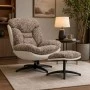 ROUND SWIVEL ARMCHAIR WITH LIGHT GRAY CUSHION AND FOOTSTOOL 90Χ80Χ100  44X50X45CM