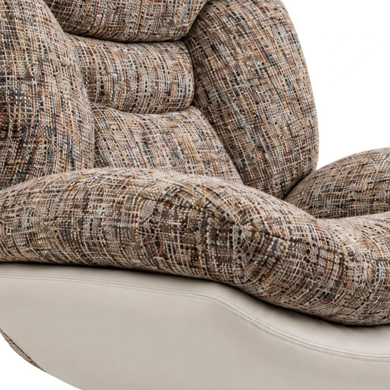 ROUND SWIVEL ARMCHAIR WITH LIGHT GRAY CUSHION AND FOOTSTOOL 90Χ80Χ100  44X50X45CM