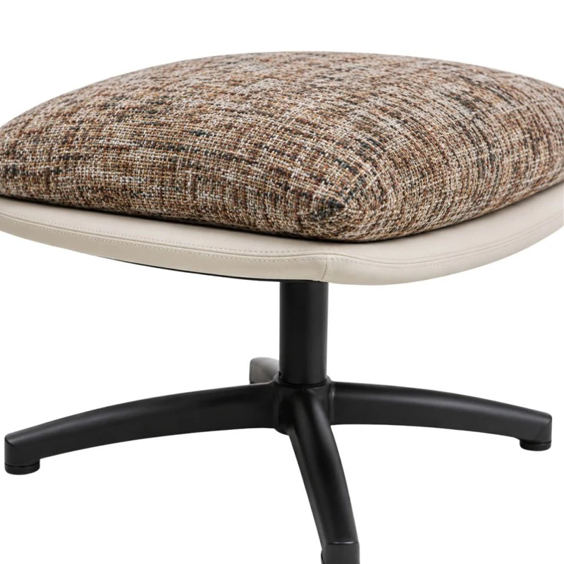 ROUND SWIVEL ARMCHAIR WITH LIGHT GRAY CUSHION AND FOOTSTOOL 90Χ80Χ100  44X50X45CM