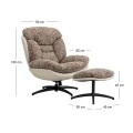 ROUND SWIVEL ARMCHAIR WITH LIGHT GRAY CUSHION AND FOOTSTOOL 90Χ80Χ100  44X50X45CM