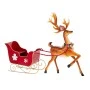 XMAS BROWN METAL REINDEER WITH RED METAL SLEIGH 71X15X53CM