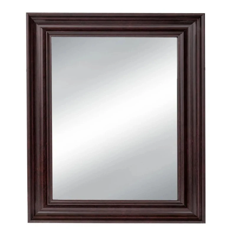 BROWN PLASTIC RECTANGLE MIRROR (WOOD EFFECT) 60X80CM